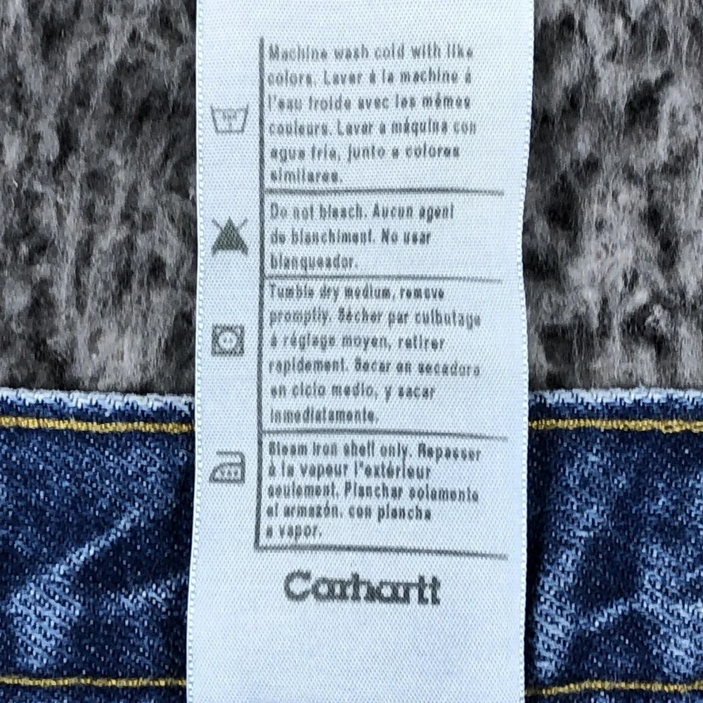 Carhartt Jeans Mens 35x30 Blue Relaxed Fit Straight‎ Leg Denim Flannel Lined